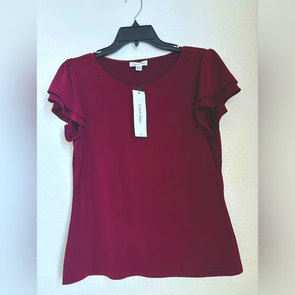 New Calvin Klein Maroon Blouse Women Size - Medium